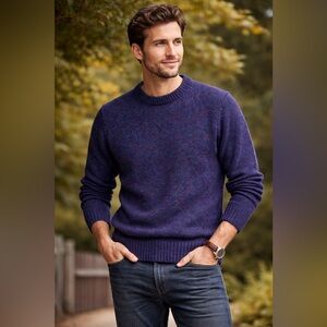 Vintage Eddie Bauer Wool Blend Crewneck Sweater Men’s Marled Blue Purple Lodge M